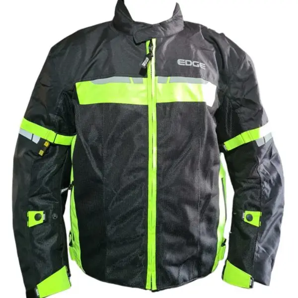 CHUMPA MOTORISTA JACKET NEGRO/AMARILLO CON PROTECCION TALLA L EDGE