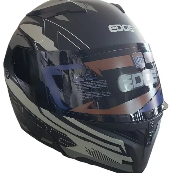 CASCO MODULAR MOD BOSS  DISEÑO: T68  COL NEGRO GRIS MATE VI: NEGRO CLARO EDGE