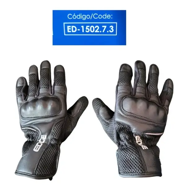 GUANTES NEGRO CUERO NUDILLO DE ESPUMA SALIDA DE AIRE PUNTA DE TPU EDGE
