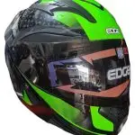 CASCO DOBLE PROPOSITO CON LENTES NEGRO BRILLANTE CON DISEÑO VERDE TALLA L EDGE