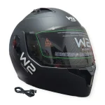 CASCO MODULAR NEGRO MATE CON LUZ STOP VISOR OSCURO W2