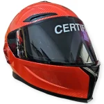 CASCO INTEGRAL FIBRA ROJO BRILLANTE SPOILER ROJO CRISTAL VISOR NEGRO MASS
