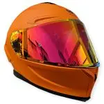 CASCO INTEGRAL NARANJA MATTE SPOILER NARANJA STOP LUZ VISOR REVO PIN MASS