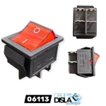 BOTON SWITCH INTERRUPOTOR CUARADO CON LUZ ROJO 4 PATITAS 25MMX32MM