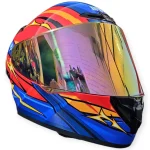 CASCO INTEGRAL AZUL ROJO AMARILLO FLASH VISOR ROJO REVO WOLF