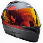 CASCO MODULAR GRIS MATE ROJO AKBAR VISOR REVO 3400 HRO