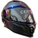 CASCO INTEGRAL CAMALEON BRILLANTE SPOILER ROJO VISOR AZUL MASS