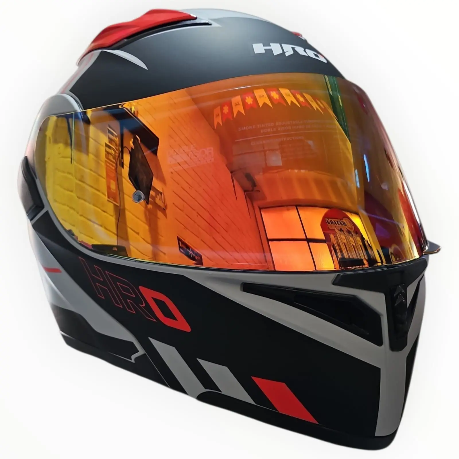 1779732519_CASCO20GRIS20NE20ROJ.jpeg CASCO MODULAR GRIS MATE ROJO NOSK VISOR REVO HRO - Imagen 1
