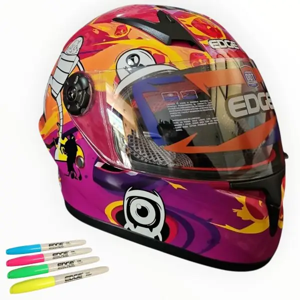 CASCO INTEGRAL NIÑOS CHAMPION BRILLANTE COLECCIÓN CRAYOLA PARA COLOREAR EDGE