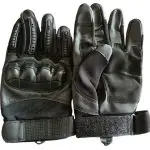 GUANTE MOTORISTA PALMA DE CUERO NEGRO CON PROTECTOR NUDILLOS TALLA XL SIN MARCA