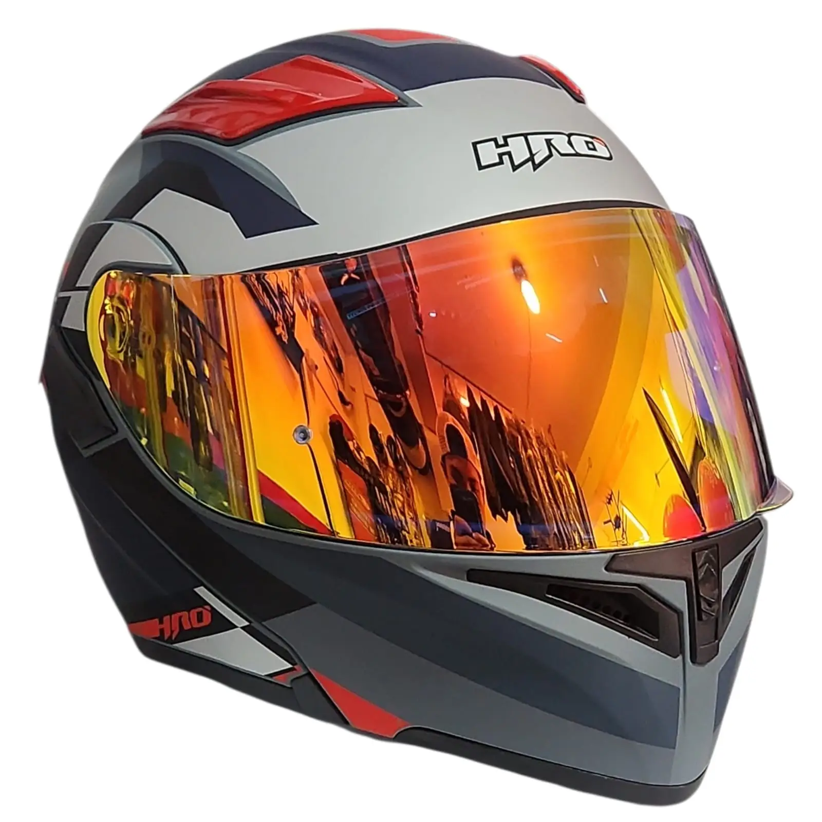 1778088105_CASCO20GRIS20RO.jpeg CASCO MODULAR GRIS M/ROJO PROVERX ALERON ROJO VISOR REVO HRO - Imagen 1