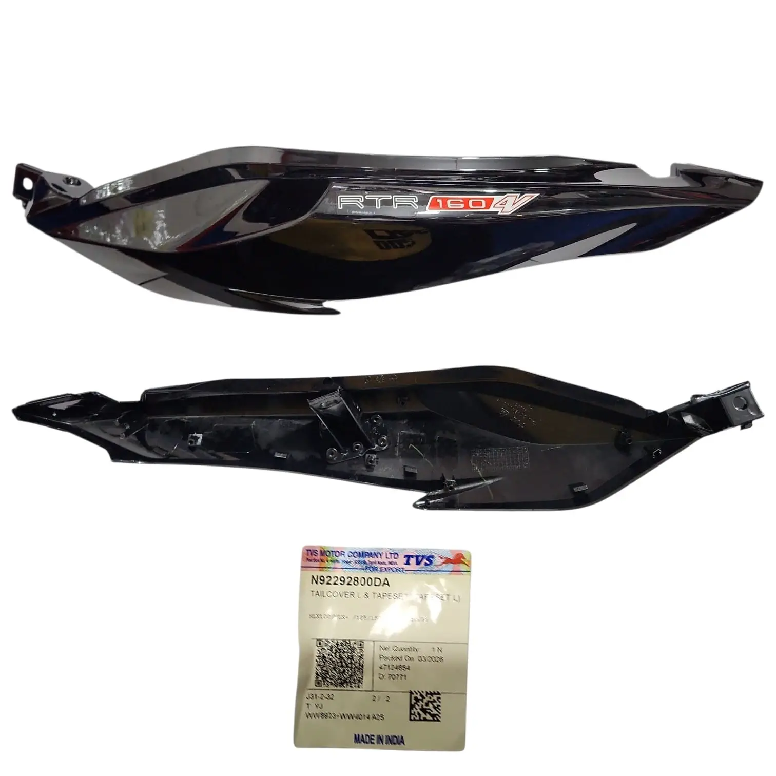 1784750801_COBERT20TRAS204V.jpeg COBERTOR TRASERO LH NEGRO BRILLANTE APACHE 160 4V TVS - Imagen 1