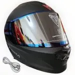 CASCO MODULAR NEGRO MATE ATTO STOP LED VISOR AZUL ALERON GRIS FIBRA