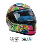 CASCO INTEGRAL NIÑOS CHAMPION LOONEY TUNES NEON VISOR NEGRO EDGE
