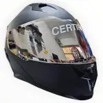 CASCO MODULAR NEGRO MATE SPOILER PLATA VISOR PLATA TALL MASS